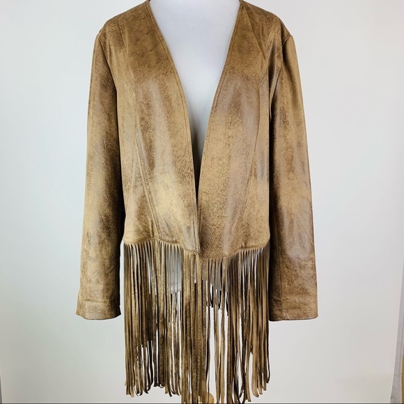 Chico's Jackets & Blazers - Chico’s Faux Leather Western Fringe Jacket Sz 2 / Large